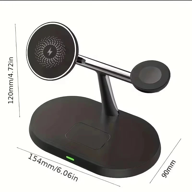 3 in 1 Fast Charging Station 15W Magnetic Qi Wireless Charger Phone Holder