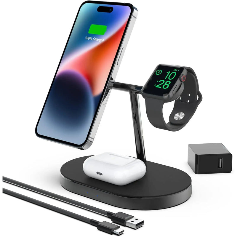 3 in 1 Fast Charging Station 15W Magnetic Qi Wireless Charger Phone Holder