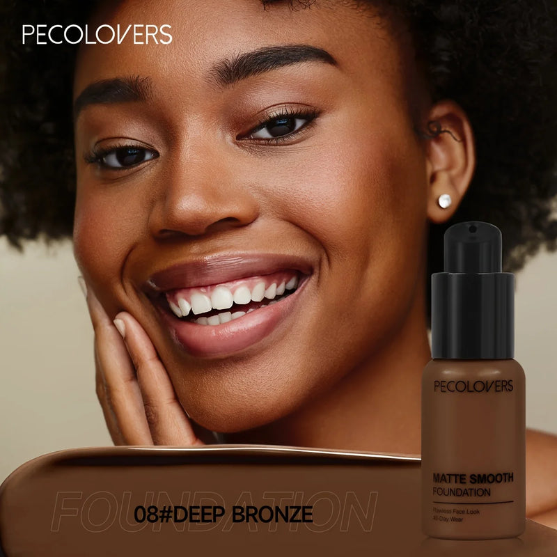 PECOLOVERS Matte Finish Liquid Foundation - Oil-Control for All Skin Tones