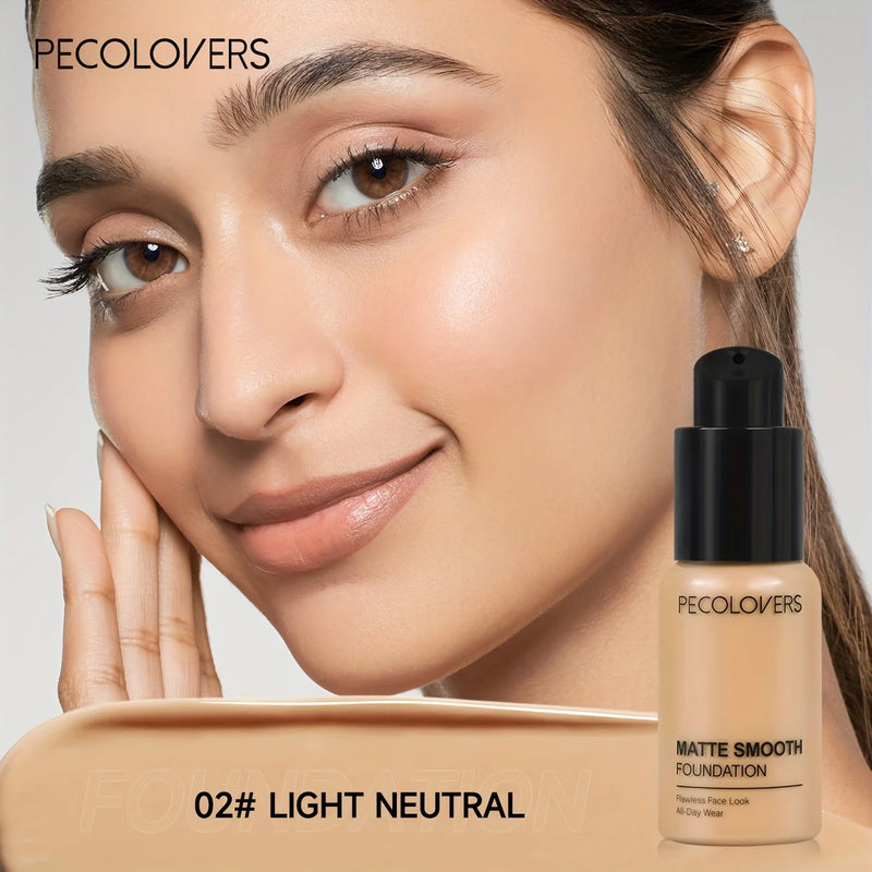 PECOLOVERS Matte Finish Liquid Foundation - Oil-Control for All Skin Tones