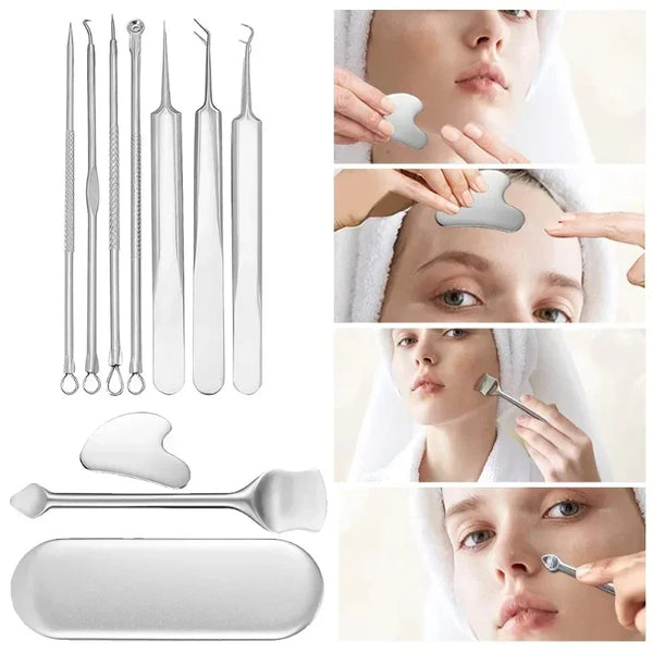 7/10Pcs Pore Prep Tool Skin Scraping Acne Treatment Kit Blackhead Removal