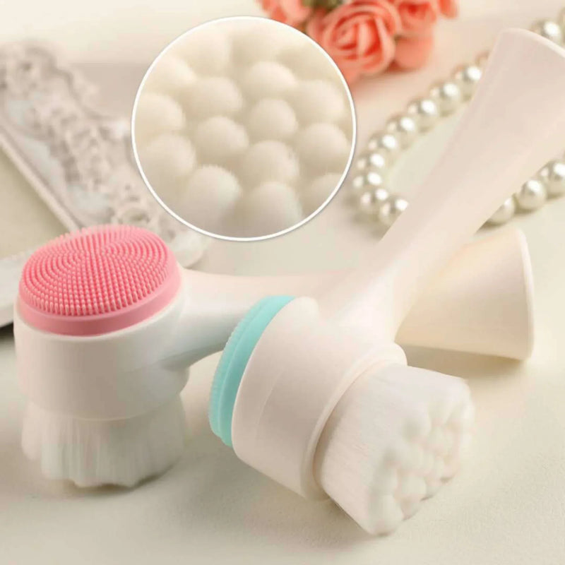 Silica Gel Facial Brush Double Sided Facial Cleanser Blackhead Removing