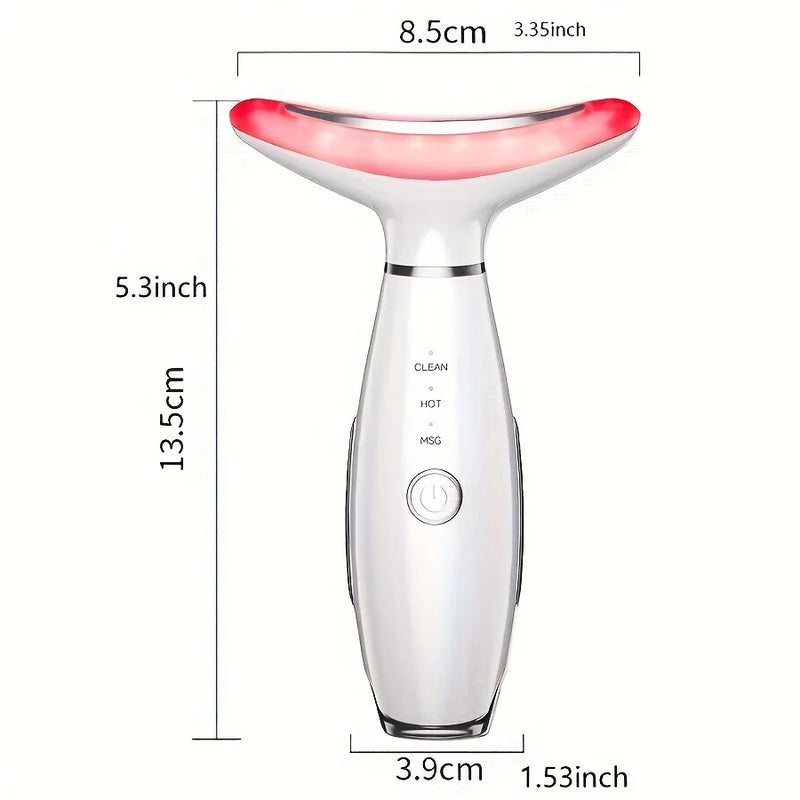 Rechargeable Facial And Neck Massager Tri-Color LED And Heating Mode Neck