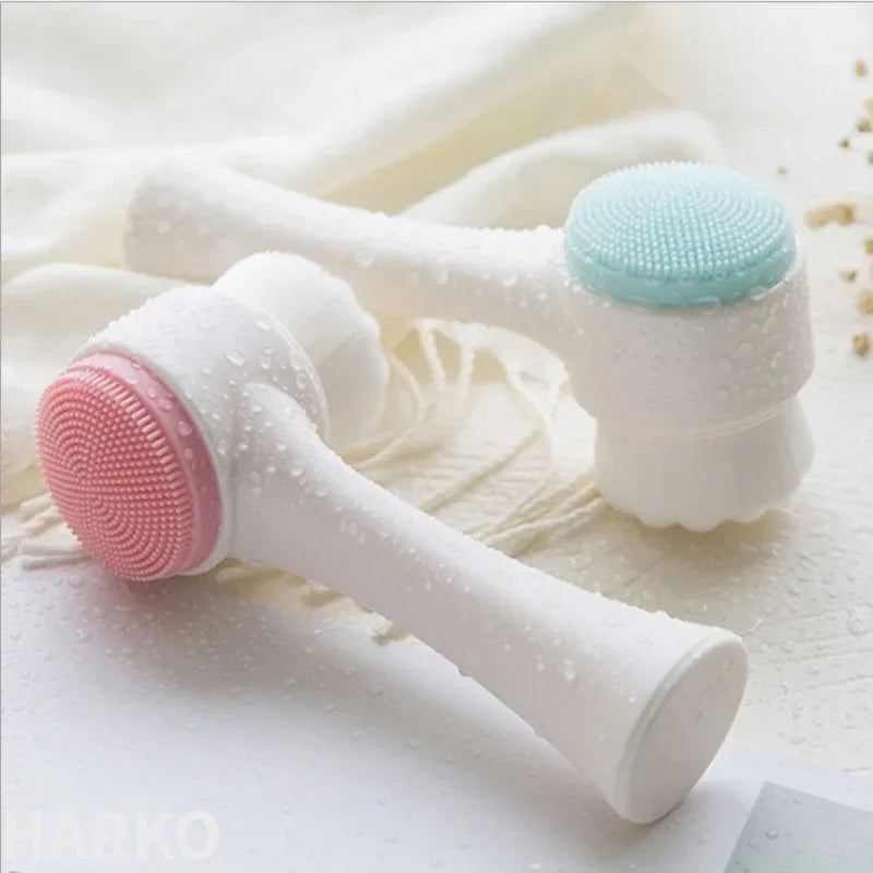 Silica Gel Facial Brush Double Sided Facial Cleanser Blackhead Removing