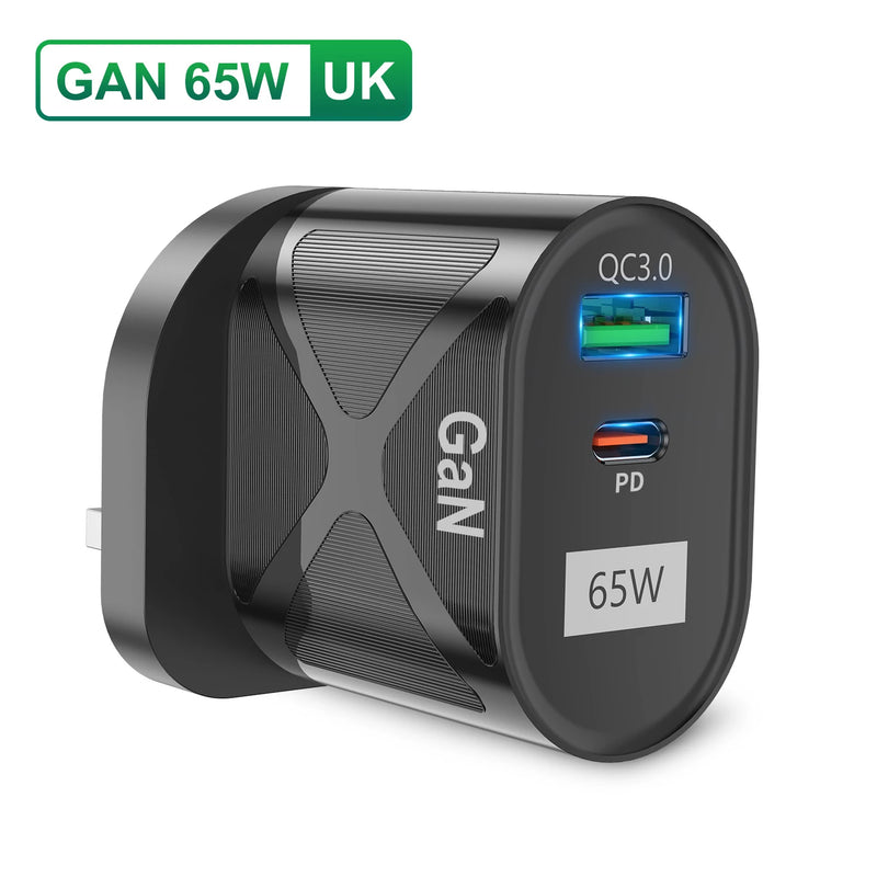 GaN 65W USB Type C Charger for iPhone 15 Pro Max PD Fast Charging