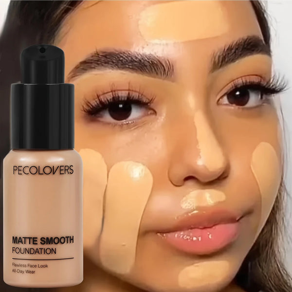 PECOLOVERS Matte Finish Liquid Foundation - Oil-Control for All Skin Tones