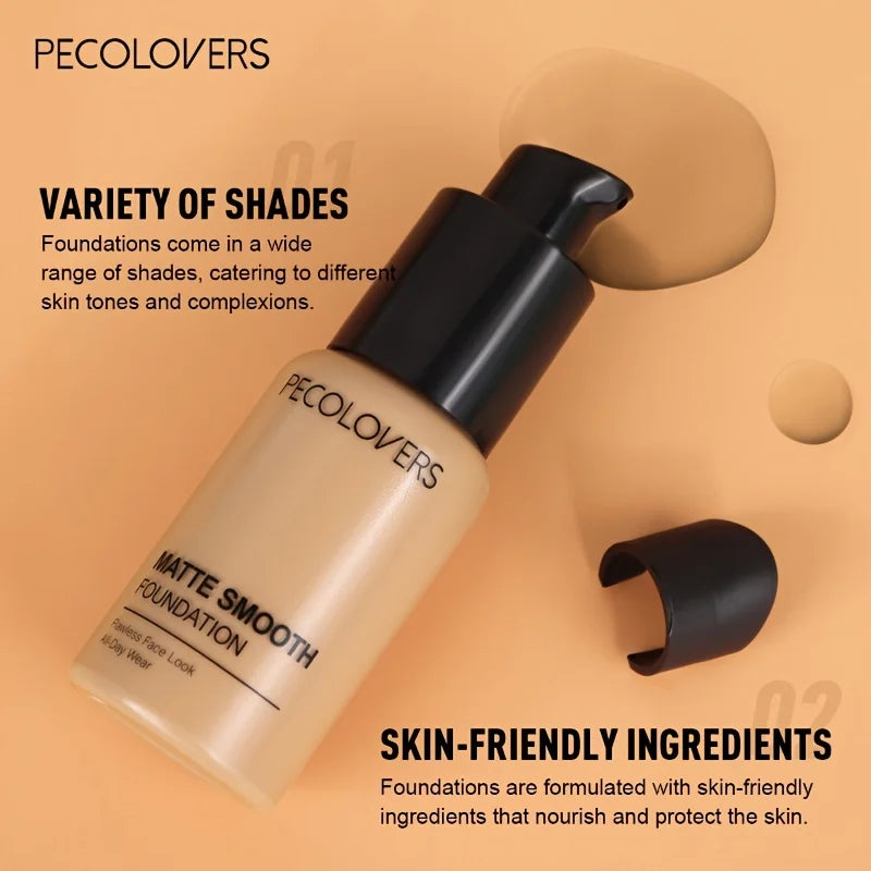 PECOLOVERS Matte Finish Liquid Foundation - Oil-Control for All Skin Tones