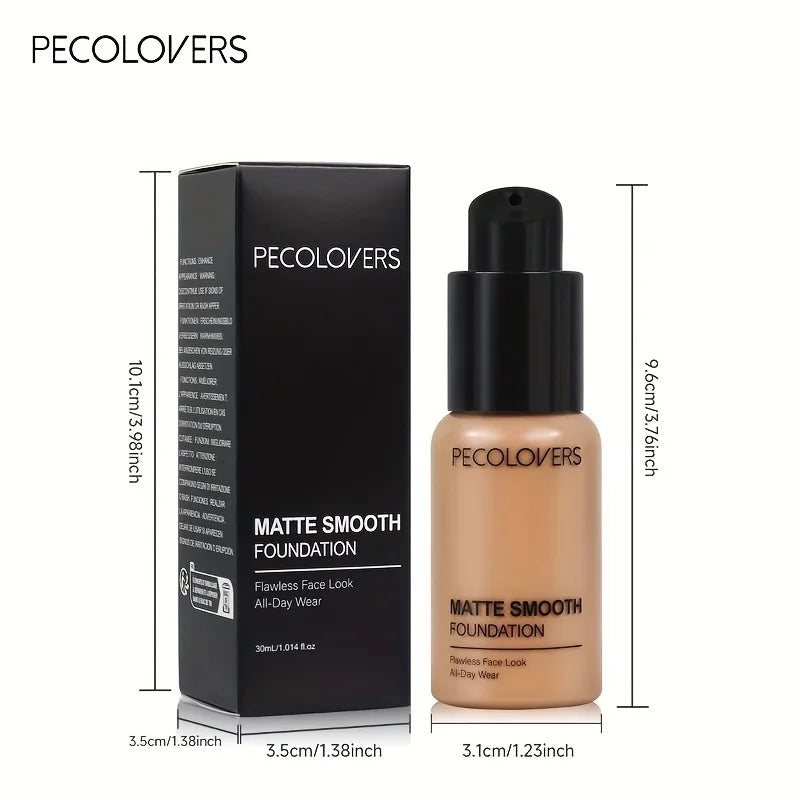 PECOLOVERS Matte Finish Liquid Foundation - Oil-Control for All Skin Tones