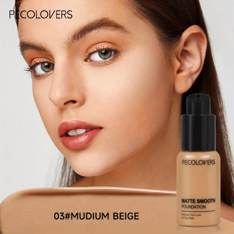 PECOLOVERS Matte Finish Liquid Foundation - Oil-Control for All Skin Tones