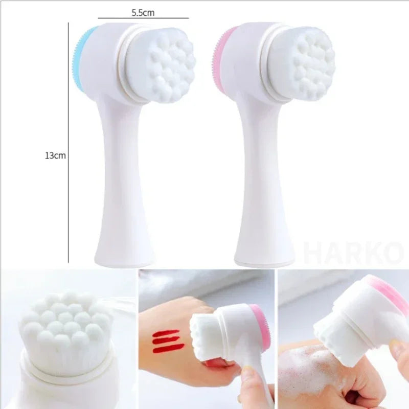 Silica Gel Facial Brush Double Sided Facial Cleanser Blackhead Removing