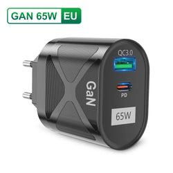 GaN 65W USB Type C Charger for iPhone 15 Pro Max PD Fast Charging