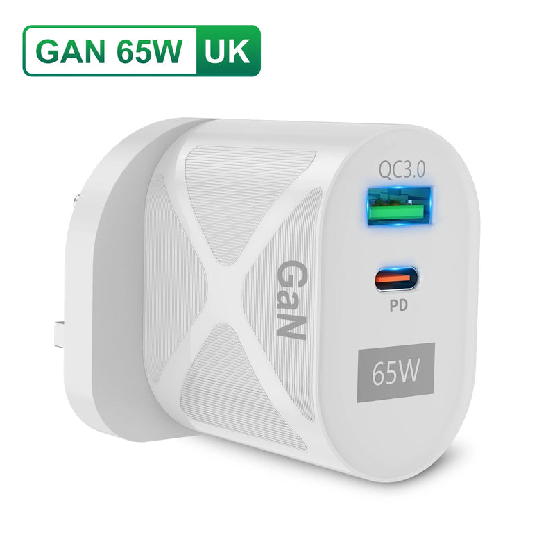 GaN 65W USB Type C Charger for iPhone 15 Pro Max PD Fast Charging
