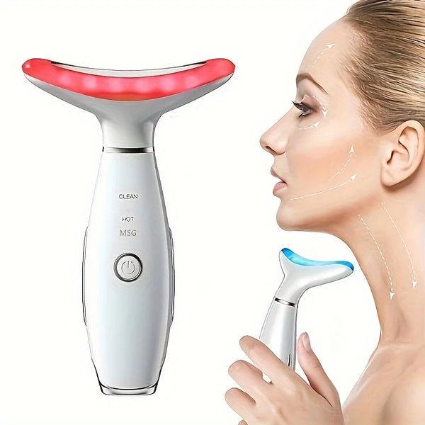 Rechargeable Facial And Neck Massager Tri-Color LED And Heating Mode Neck