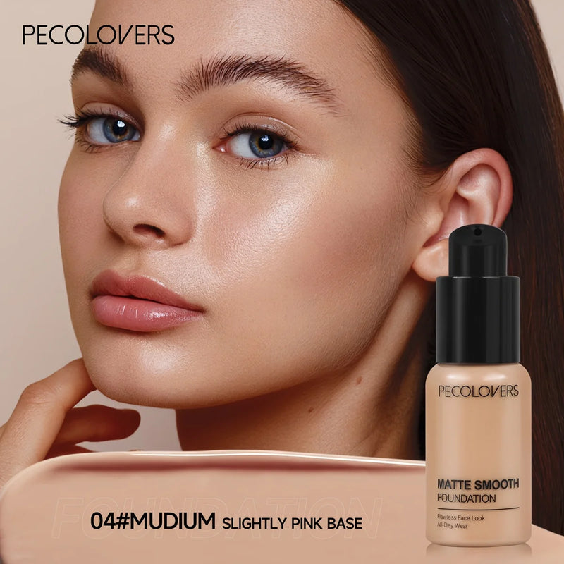 PECOLOVERS Matte Finish Liquid Foundation - Oil-Control for All Skin Tones