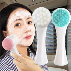 Silica Gel Facial Brush Double Sided Facial Cleanser Blackhead Removing