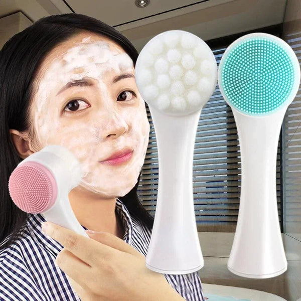 Silica Gel Facial Brush Double Sided Facial Cleanser Blackhead Removing