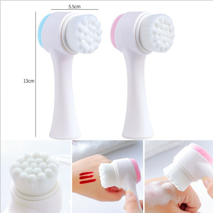 Silica Gel Facial Brush Double Sided Facial Cleanser Blackhead Removing